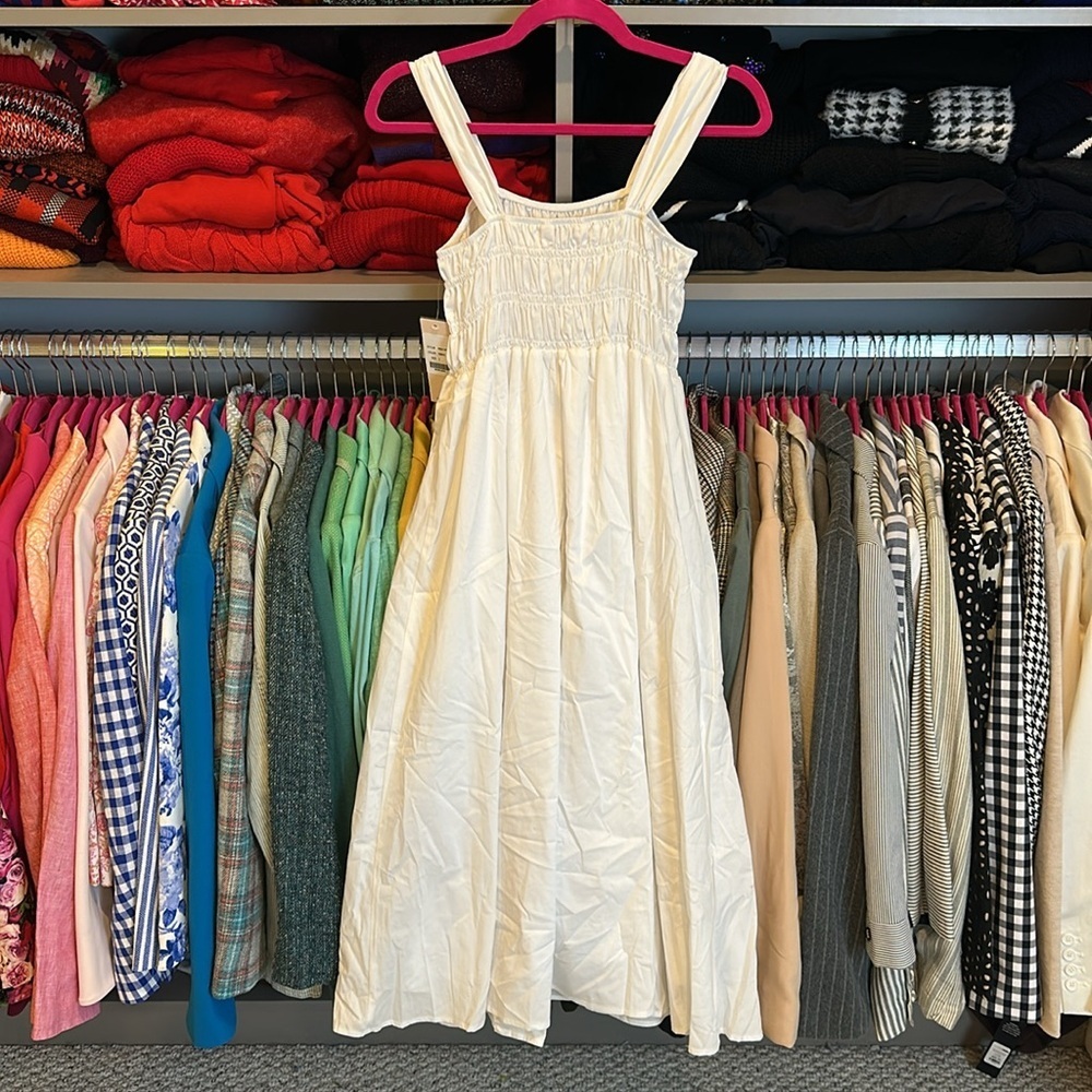 Nanette Lepore white smocked sleeveless midi dress size 2 NWT - Picture 3 of 3